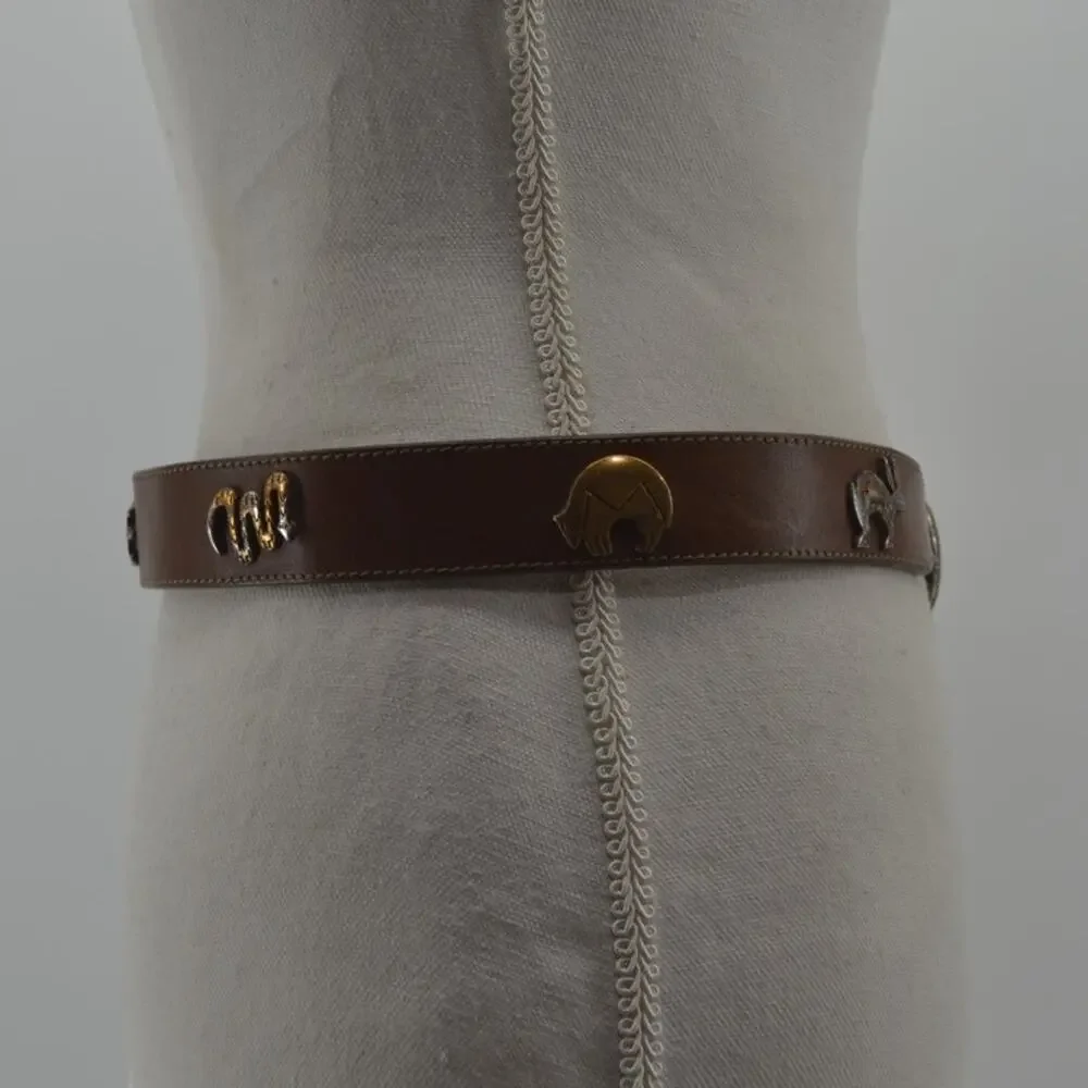 Vintage Silver Creek Southwestern Concho Brown Leather Sz 30
